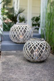 Perfect Patio Garden Decor Simple Yet Elegant Square Willow Lantern (Color: Grey, size: 16"d x 12.5"t)